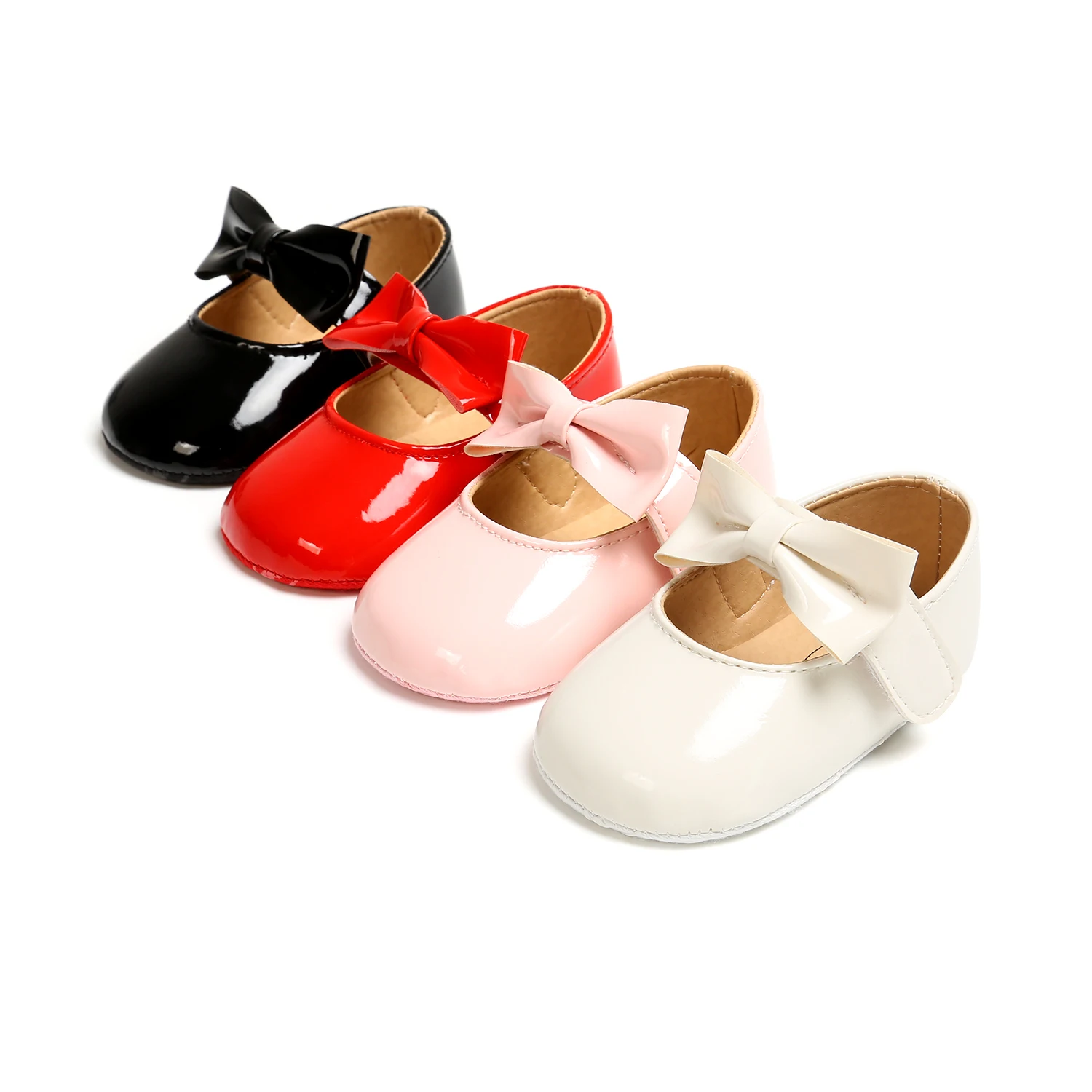 أحذية نسائية للأطفال حديثي الولادة أحذية أطفال من البولي يوريثان بفيونكة مضادة للانزلاق أحذية تنورة الأميرة الكلاسيكية أحذية المشي الأولى للأطفال