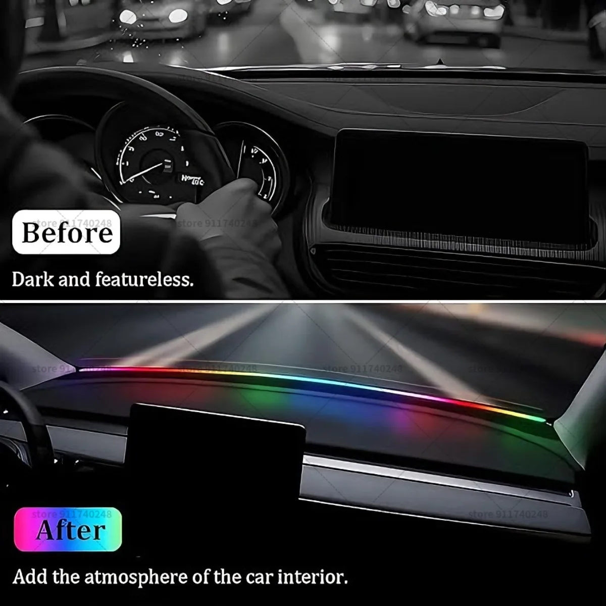 For Tesla Model 3 Automotive decoration light strip, colorful acrylic front windshield soundproofing strip, ambience light view 6