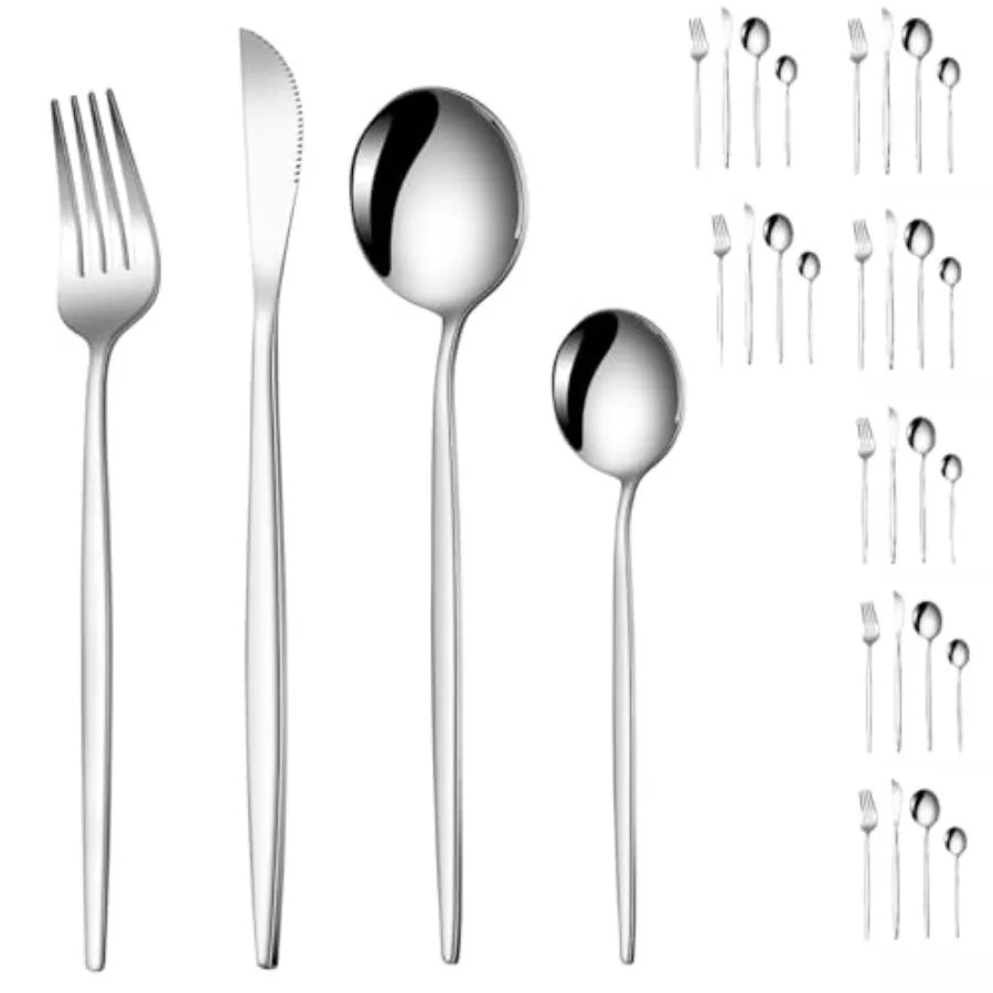 

32-Piece Cutlery Set - Stainless Steel Cutlery for 8 People - Dinnerware Utensils with Dinner Knives