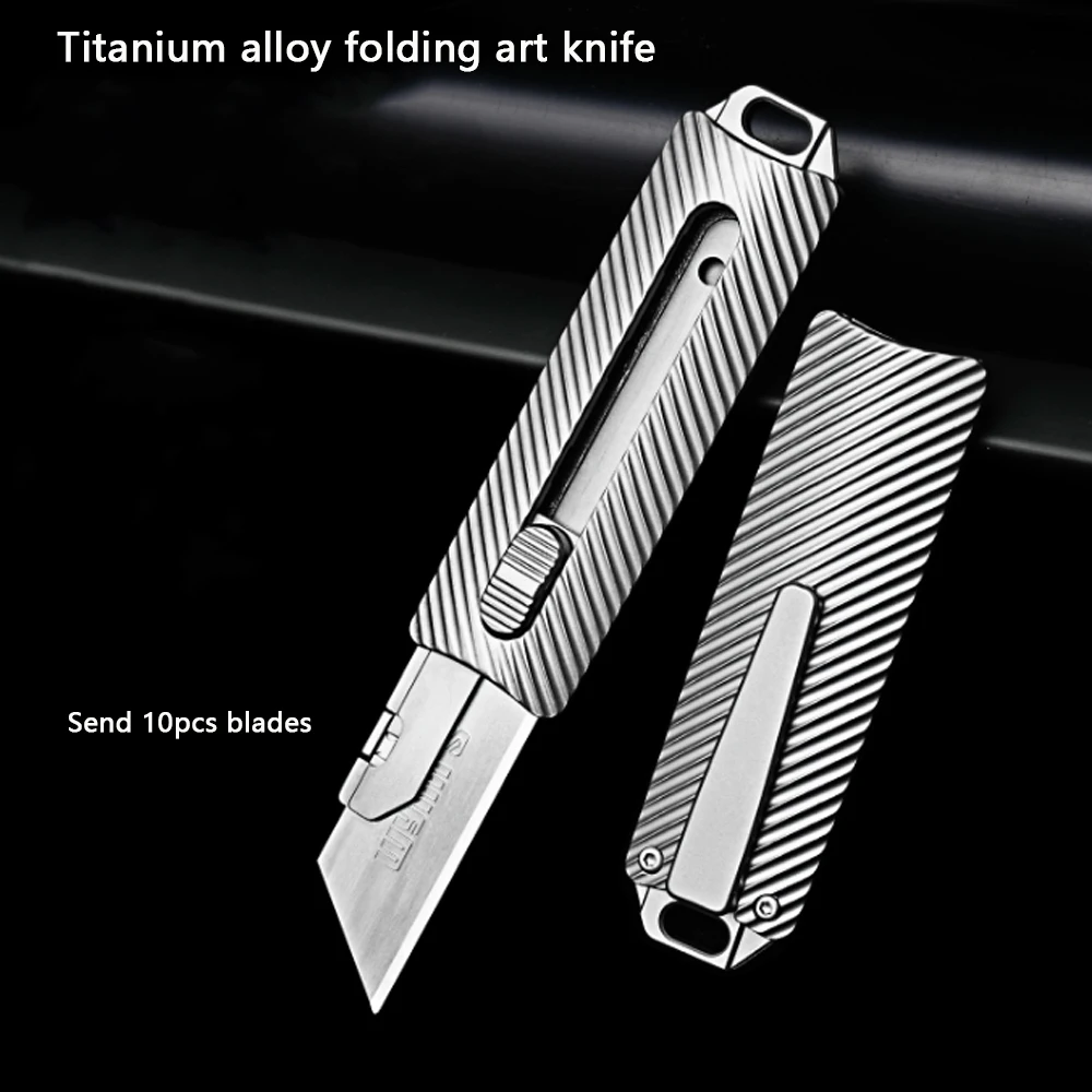 

Titanium Alloy Utility Knife SK5 Blade EDC Outdoor Survival Tool Sharp Cutter Push-pull Knife Replaceable Blade Express Box Knif