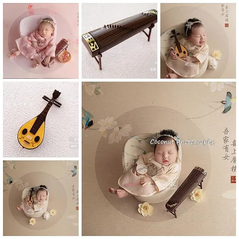 Newborn Hanfu ancient costume photo taken clothes Guzheng pipa ancient style newborn photography props 