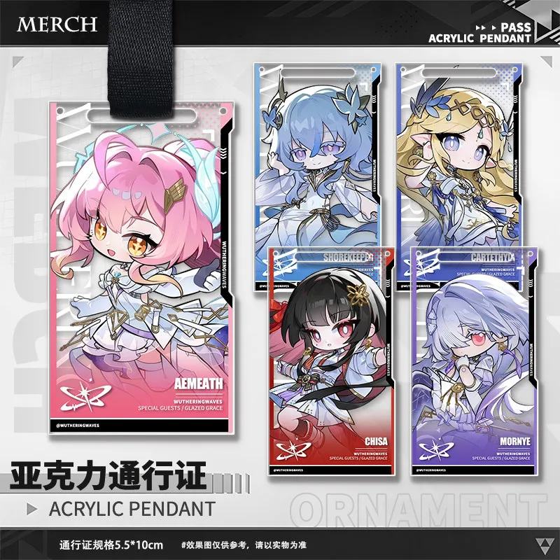 Game Wuthering Waves Aemeath The Shorekeeper Jinhsi Acrylic Pass Anime Bag Charm Acrylic Pendant Keychain Cosplay Birthday Gift