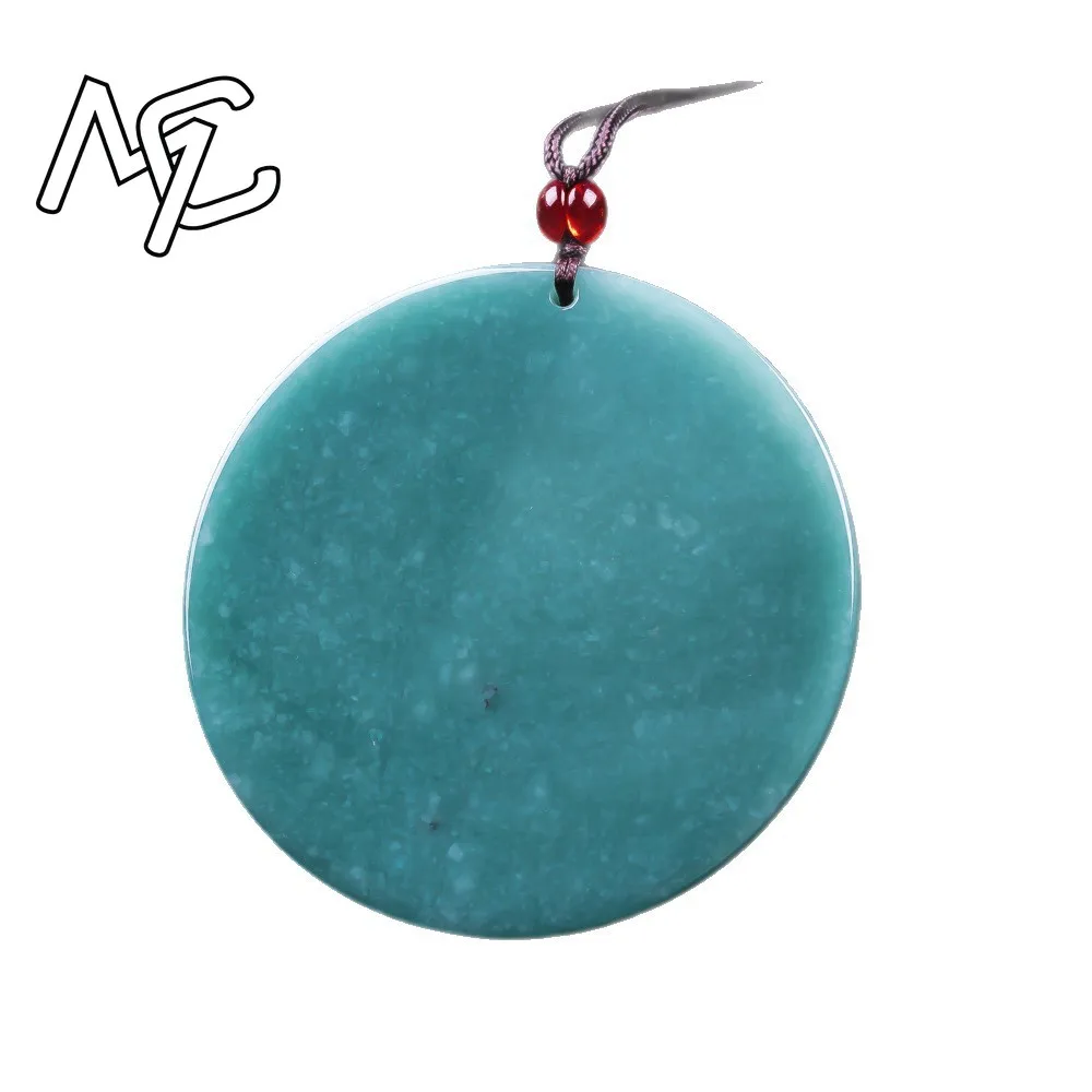 Natural Jadeite Blue Water Emerald Peaceful Card Pendant Necklace Exquisite Carved Charm Jewelry Fashion Amulet Gifts Men Women view 5