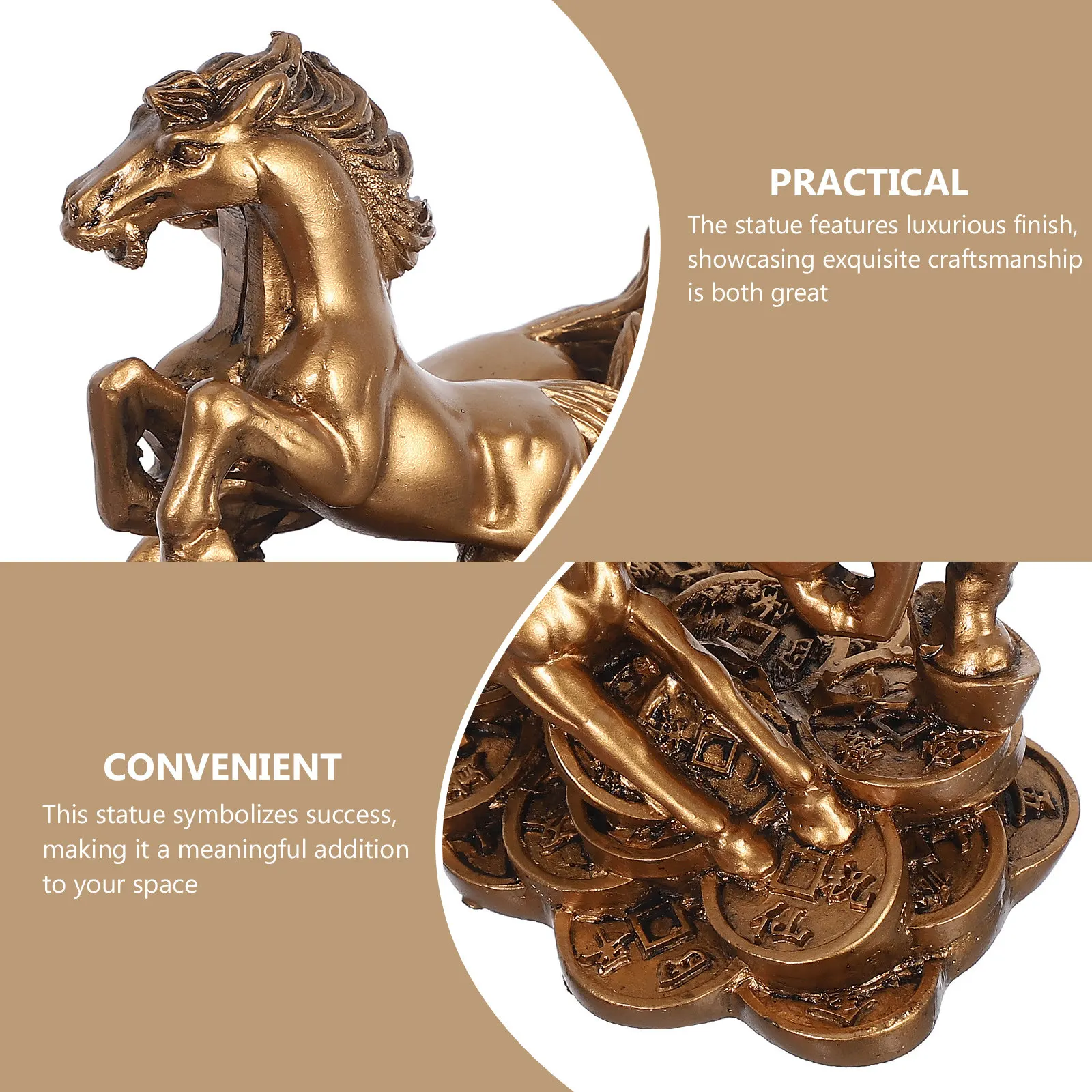 Elegant Resin Horse Sculpture Modern Desktop Ornament Home Office Decor Symbolic of Success Fade Resistant Finish Versatile
