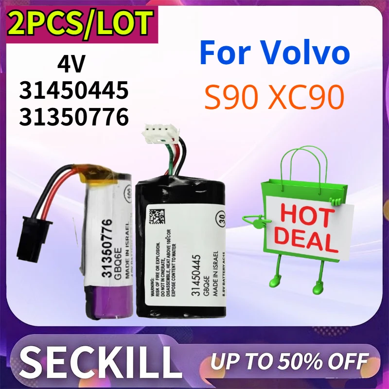 2PCS/LOT 4V 31450445/31350776 Replacement Battery for Volvo S90 XC90 Car Key Battery Schlüsselbatterie Für Volvo S90 XC90
