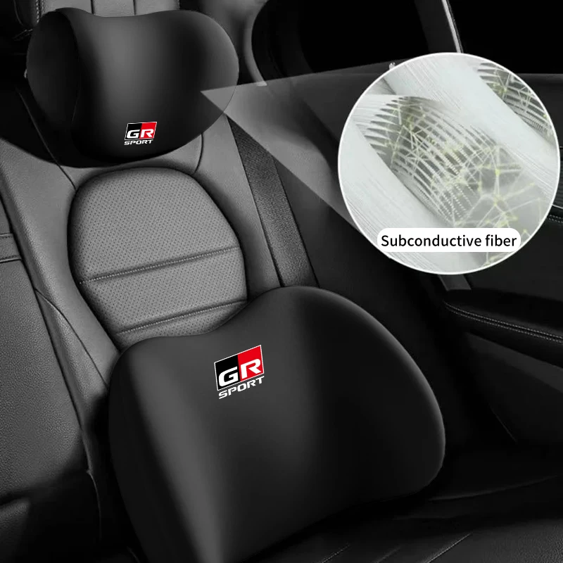 Car Lumbar Back Support Headrest Neck Pillow Car Seat Cushion For Toyota GR GAZOO RACING Prado Yaris Hilux Corolla Prius Auris