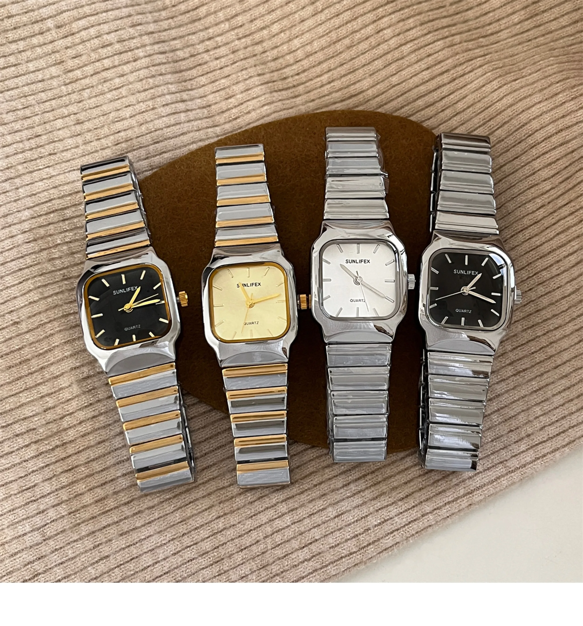 다재다능한 중세풍 여성용 사각형 니치 고급 쿼츠 소형 사각 시계