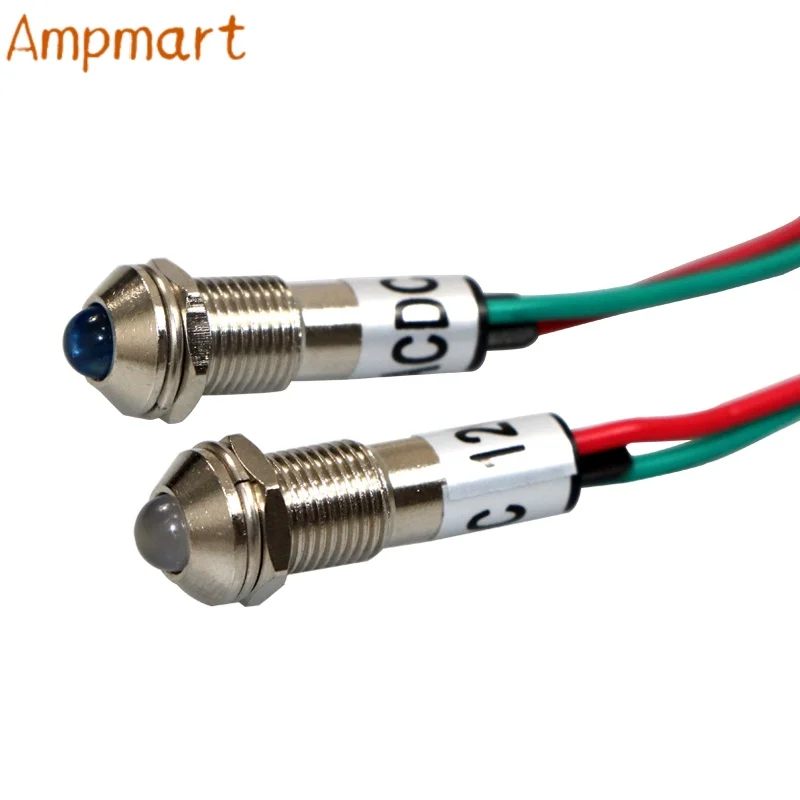 ADP8-2C 8mm Montageloch Metall-LED-Betriebsanzeigeleuchte 120V mit Kabelanschluss Signallampe für Röhrenverstärker Audiogehäuse DIY-Modifikationsteile – Detail 3