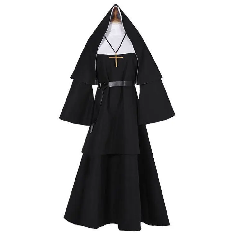 Freira cosplay traje loween feminino sacerdote outfit thenun faionable palco desempenho tradicional chinês étnico dr