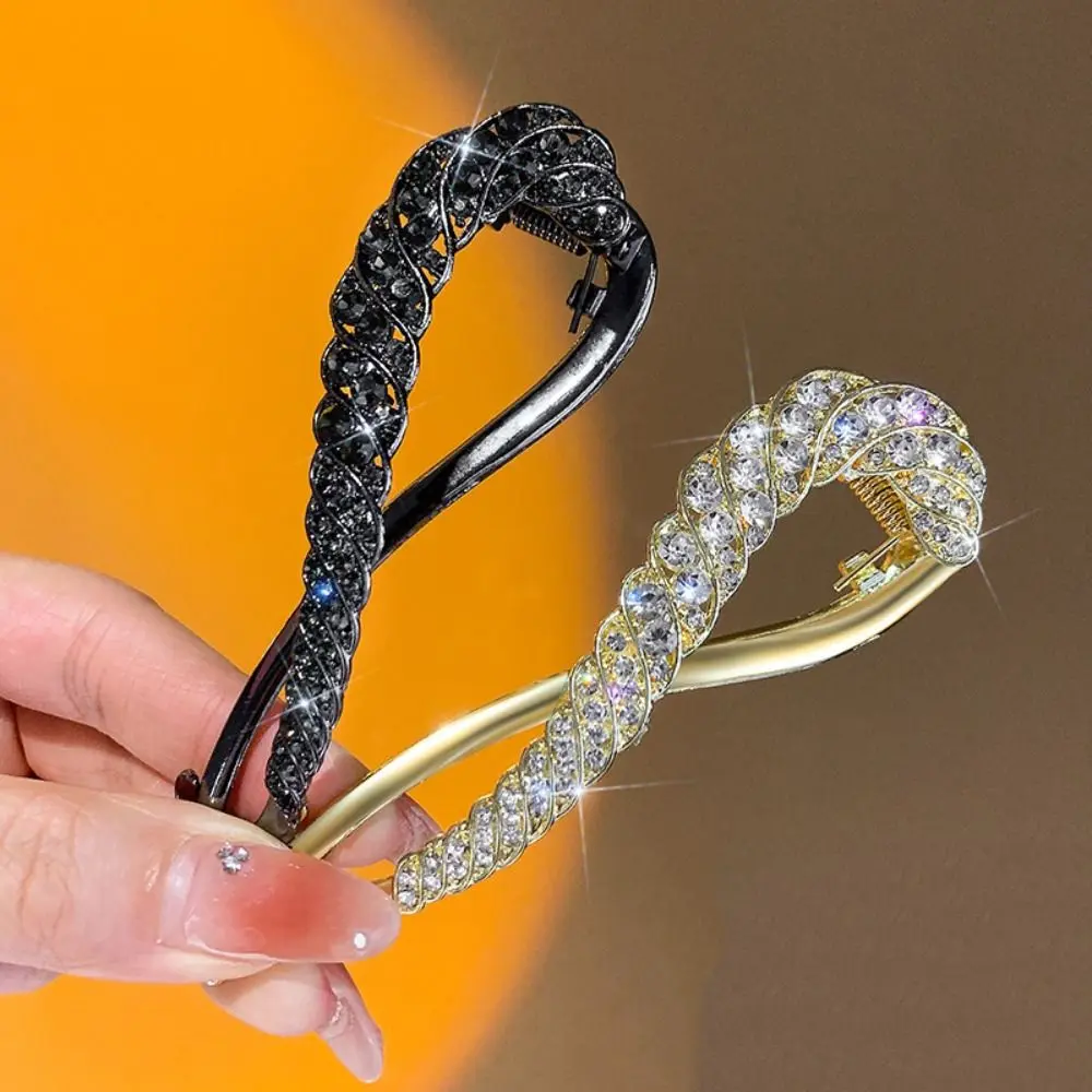 Luxury Rhinestone Banana Clip Hair Accessories Women Girls Exquisite Ponytail Holder Sweet Twist Hairpins