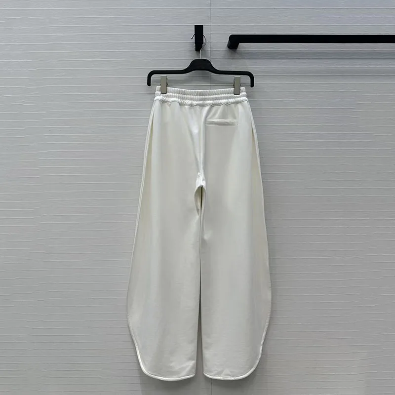 Pantaloni casual da donna, pantaloni con elastico in vita con coulisse e orlo diviso, pantaloni a gamba larga in puro cotone di alta qualità, 2026, primavera, y2k