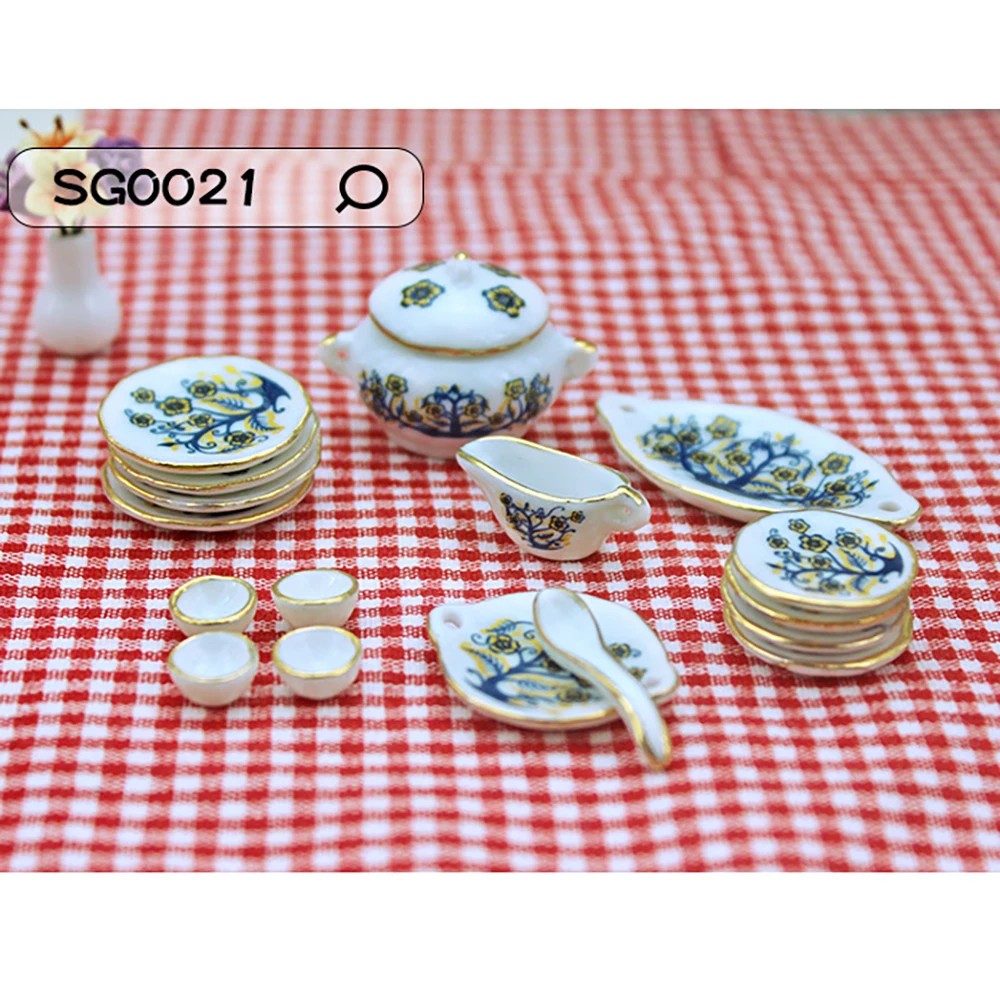 1/12 Puppenhaus Miniatur Keramik Geschirr Mini Teller Tasse Löffel Modell Spielzeug für Puppenhaus Zubehör Dekoration OB11 BJD