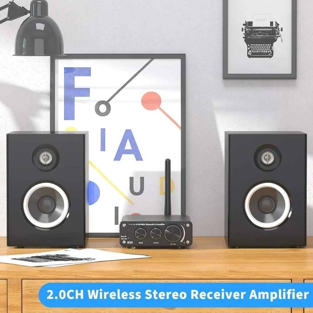 

BT10A Bluetooth 5.0 Стереофонический аудиоусилитель-ресивер, 2-канальный мини Hi-Fi усилитель класса D для домашних пассивных колонок, 50 Вт