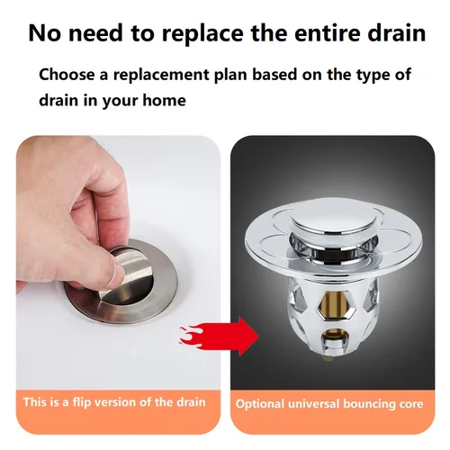 Imagen 2 del producto Tapón de drenaje emergente, válvula de filtro de lavabo de núcleo de rebote, Colector de pelo, colador de fregadero de ducha, tapón de baño, cubierta de drenaje de baño
