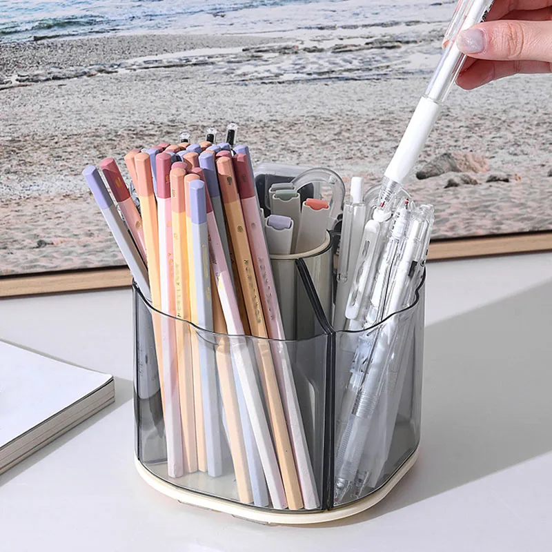 Rotating Makeup Organizer for Dresser, Makeup Brush Holder, Rotating Pen Holder, Large Capacity Stationery Storage Box