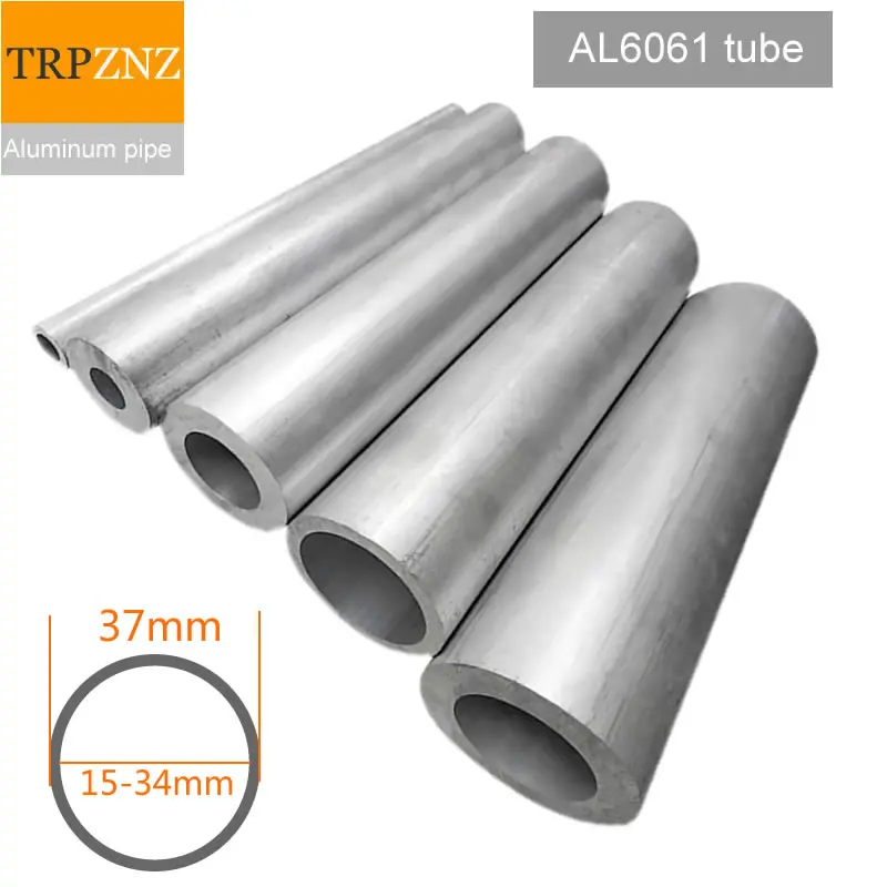 Outer diameter 37mm  6061 aluminum round tube inner 31mm 24mm 20mm 19mm Hard straight aluminum pipe  thin thick w