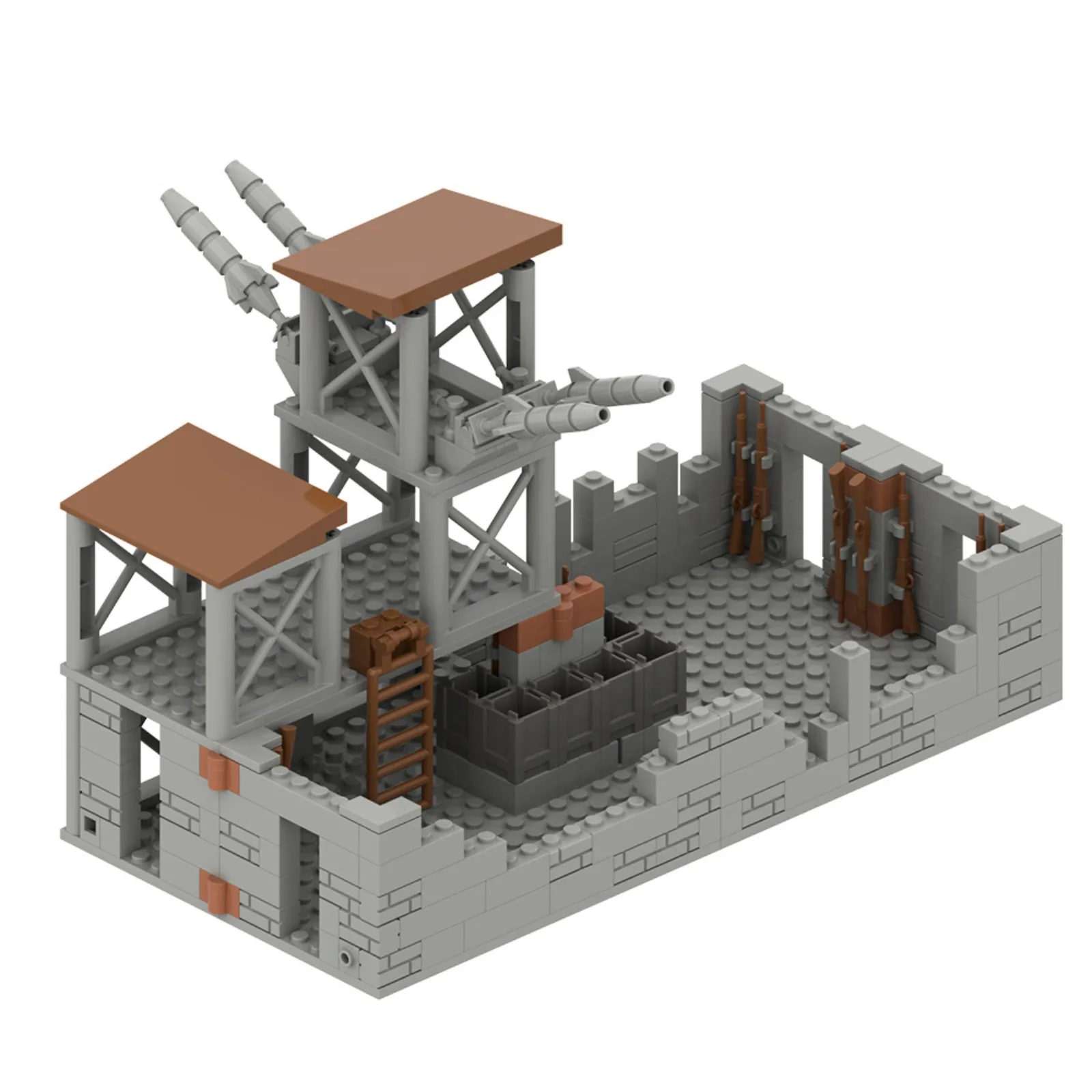 

Конструктор MOC: Военная сцена, база для игры в Battle Royale, сборные блоки, заброшенная база/склад/крепость, игрушки DIY, подарки для детей