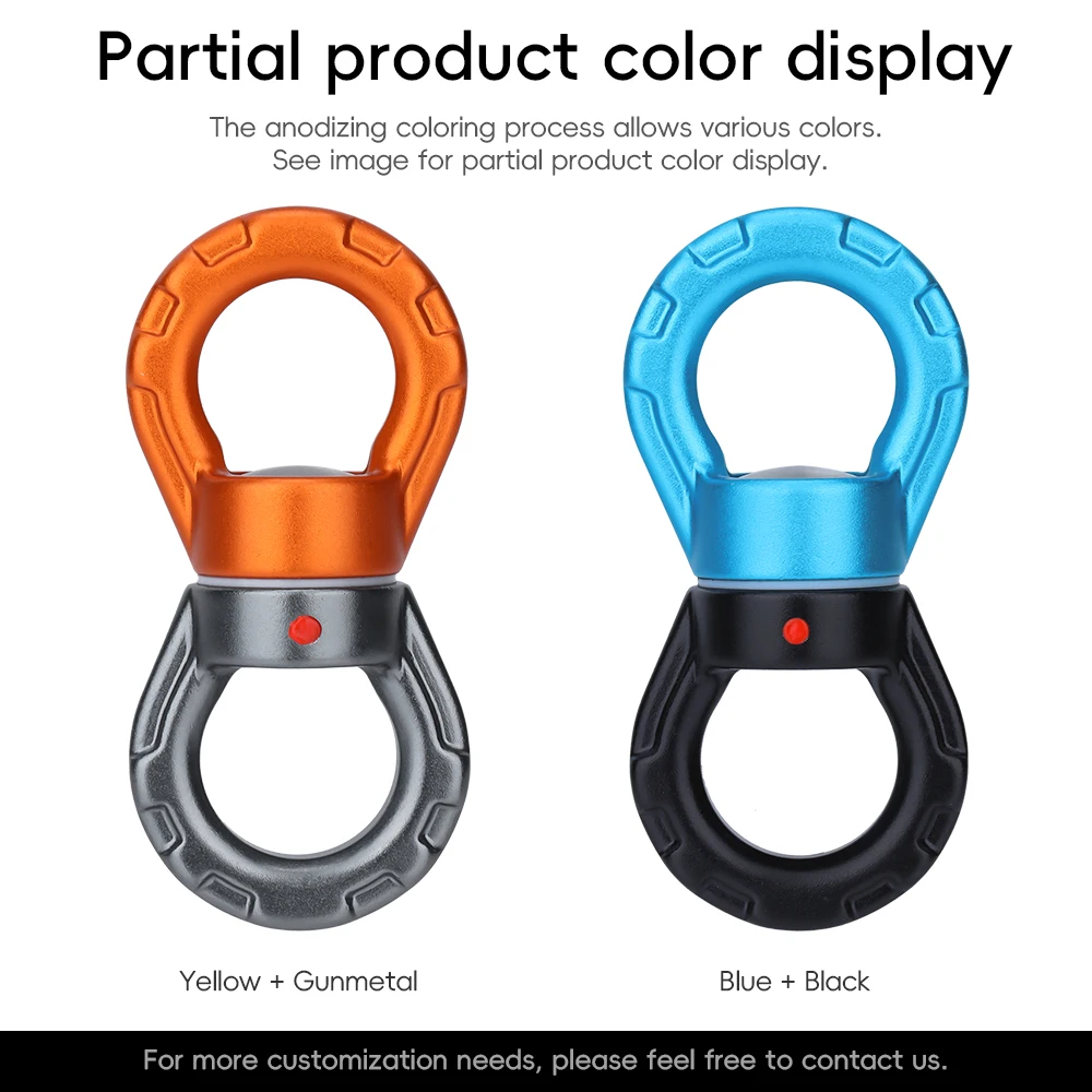 30KN Outdoor Rock Climbing Carabiner Swivel Connector Universal Gimbal Ring Yoga Swing Hammock Rope Swivel Rotational Connector view 3