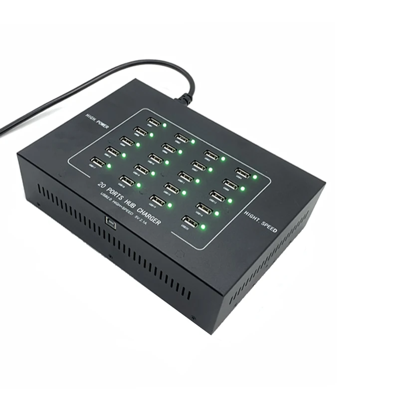 USB2.0 HUB 20 Ports Industrial USB Splitter With 200w integrated independent Power Adapter For Windows Mac OS