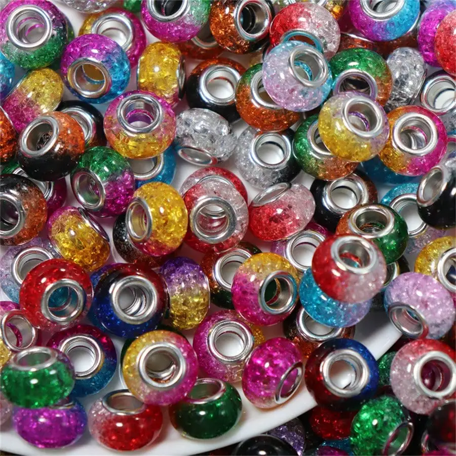 14 mm grote gatenkralen, acrylkralen. Gebarsten kralen, macaronkleur, gebarsten tweekleurig. DIY decoratiekralen, intervalkralen