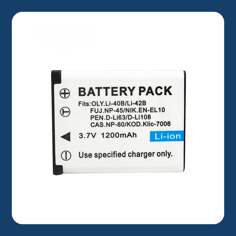 Upgraded High Quality Li 40B 3.7V 1200mAh Li ion Battery for Li 42B NP45 EN EL10 D Li63 D Li108 NP80 Klic7006 Replacement