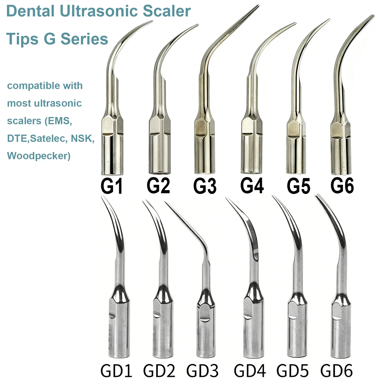 

Dental Ultrasonic Scaler Tips Scaling Periodontics Endo Perio Scaling Tip fit for EMS Woodpecker DTE NSK SATELEC Scalers 1/5Pcs