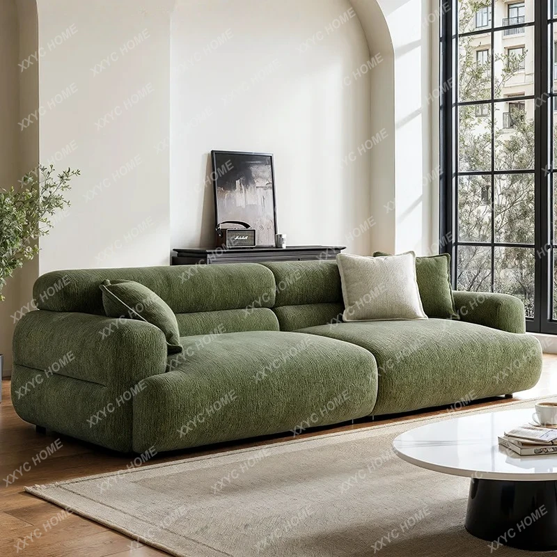 

Ретро-диван LX для небольшой квартиры, из шенилла, зеленый, простой прямой трехместный диван.