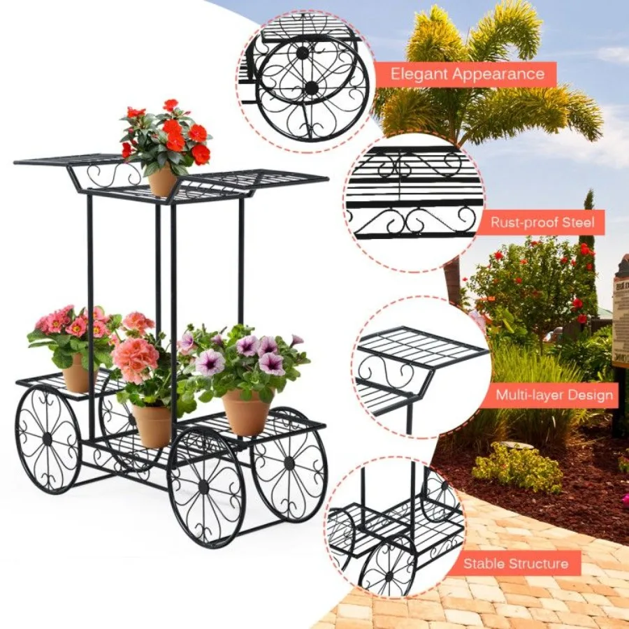 6 طبقات حديقة عربة زهرة رف عرض حامل نبات الدكتور وعاء #6