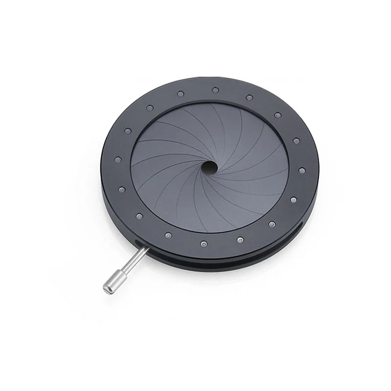 Novo módulo de abertura 2.5-36mm, regulador de luz condensador de diafragma de íris integrado, 14 lâminas para microscópio de câmera digital