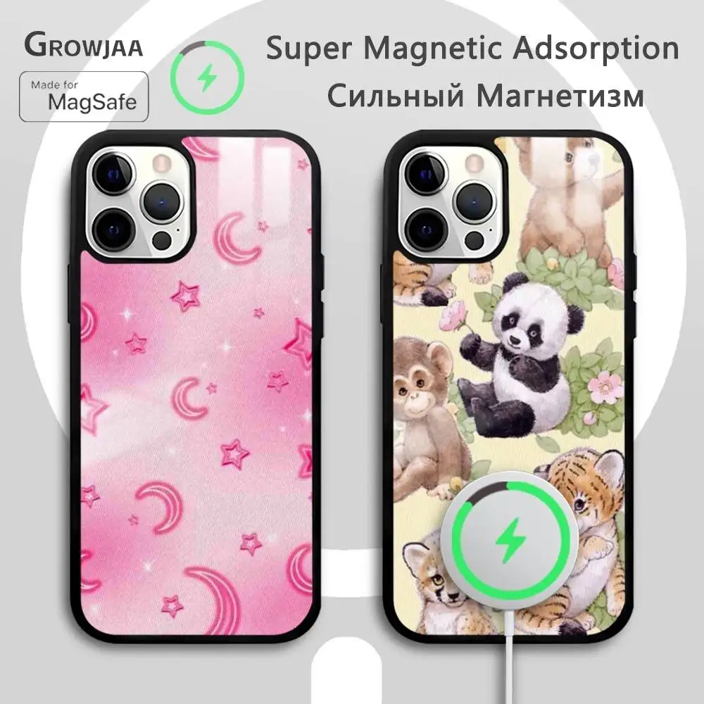 

Wildflower Animal Star Fruit Phone Case For IPhone 16 15 14 13 12 11 Pro Max Plus Mini Magsafe Mirror Wireless Magnetic Funda
