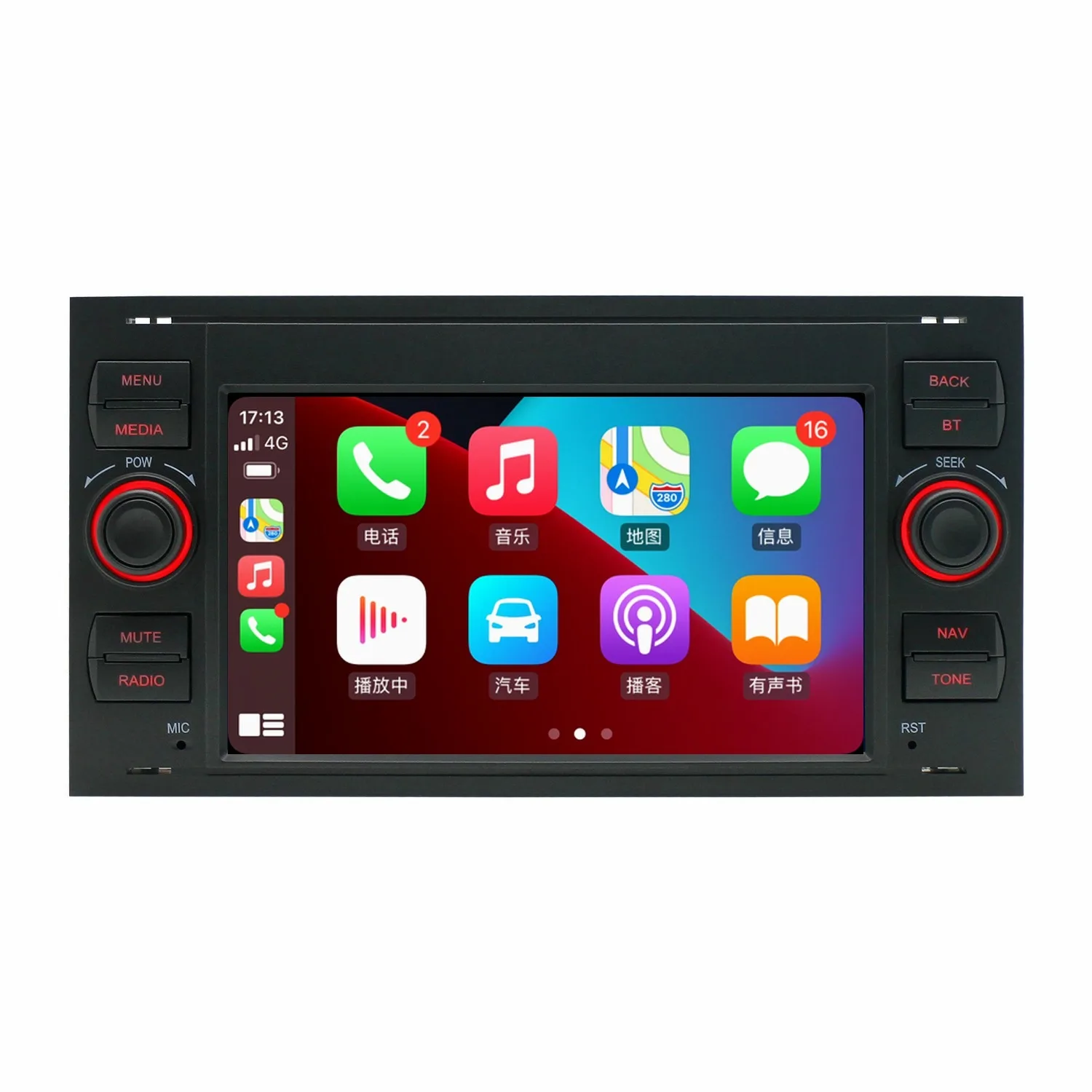 راديو سيارة 7 بوصات مع Carplay لاسلكي Android Auto Bluetooth FM لسيارة Ford Mondeo Fiesta S-max Focus Galaxy Transit Fusion Connect K