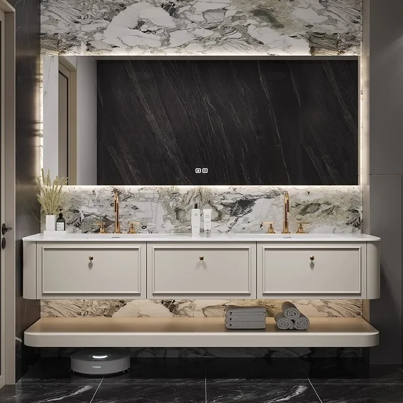 

Luxury American Bathroom Cabinets Integrated Slate Ceramic Washbasin Modern Bathroom Vanity Cabinet with Sink Bathroom Furniture