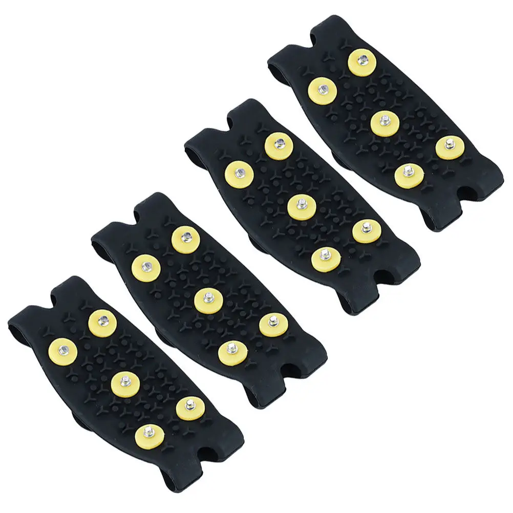2Pairs Anti-Slip Ice Grippers for Shoes Boots Non-Slip Shoe Covers Traction Cleats for Hiking Climbing Ice Fishing Snow