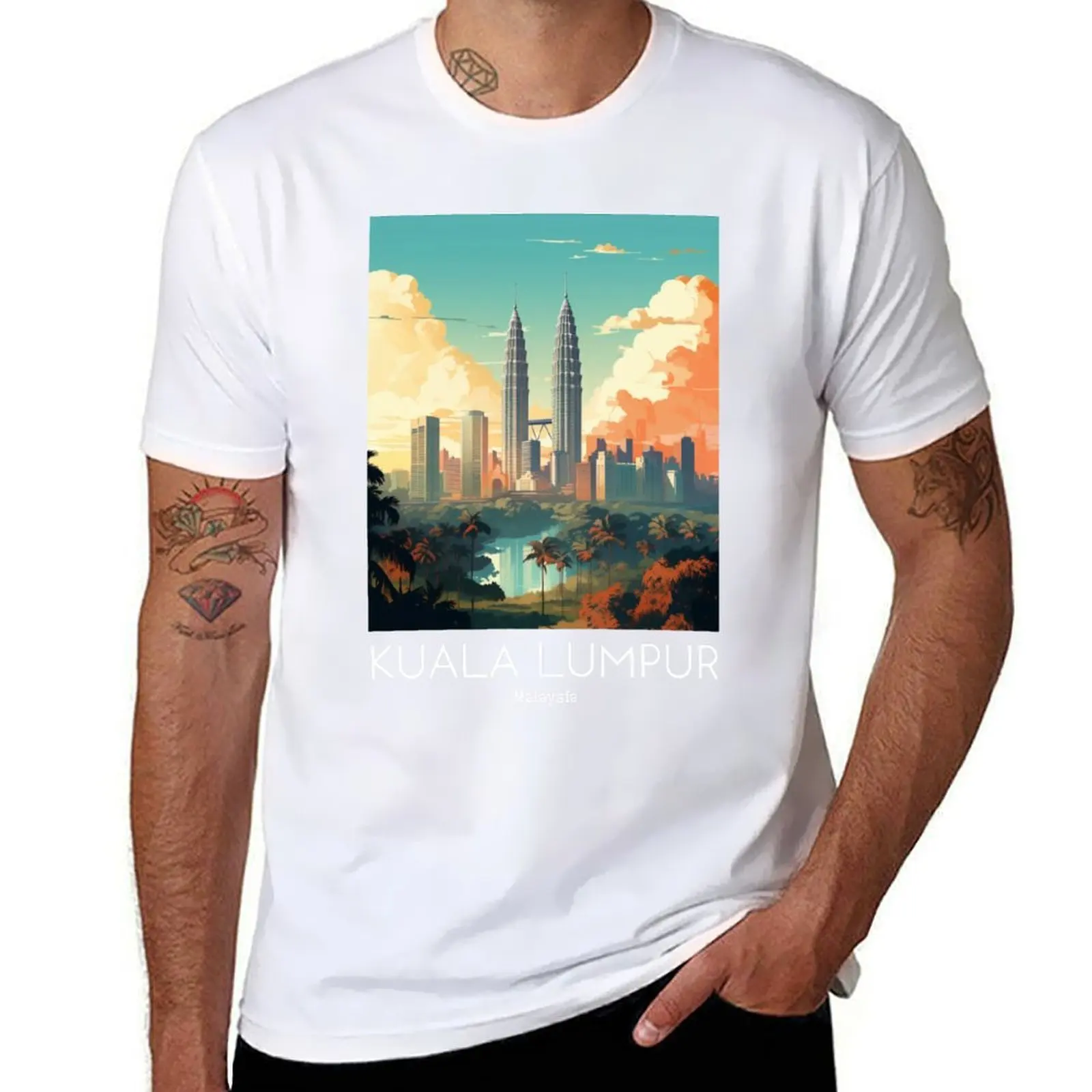

A Vintage Travel Illustration of Kuala Lumpur - Malaysia T-Shirt cotton t shirts high quality man t shirt summer T-Shirt
