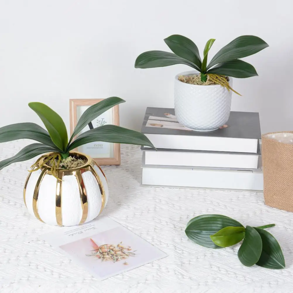 Vivid Eco-friendly Artificial Orchid Leaves Real Touch Fake Phalaenopsis Leaves Artificial Plant DIY Auxiliary Material