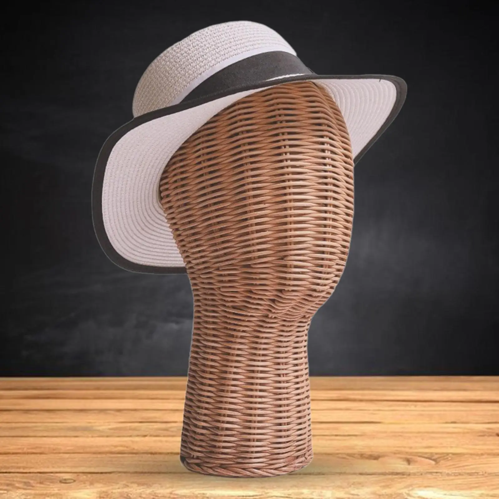 

Mannequin Head Model Wig Head Model Vine Woven Hat Storage Rustic Hat Wig Display Holder Model Head Stand for Hair Salon Hats