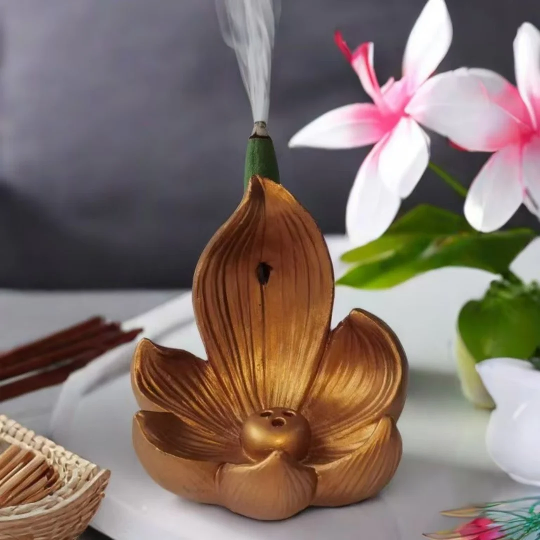 Resin Incense Burner Stick Holder Buddhism Lotus Line Incense Plate Sandalwood Coil Base Temples Yoga