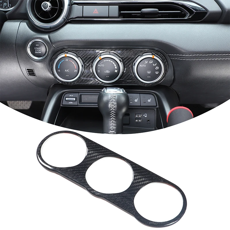 Real Carbon Fiber For Mazda MX-5 2016-2023 Car Central Control Air Conditioning Knob Decorative Frame Sticker Car Accessories
