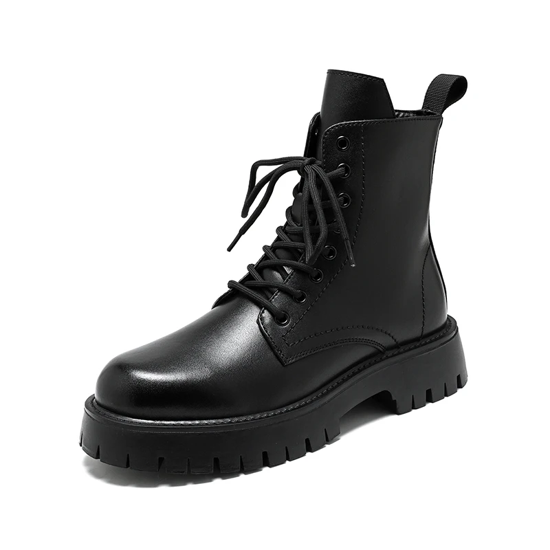 men luxury fashion genuine leather boots black white brand designer shoes stage nightclub motorcycle boot high platform botas