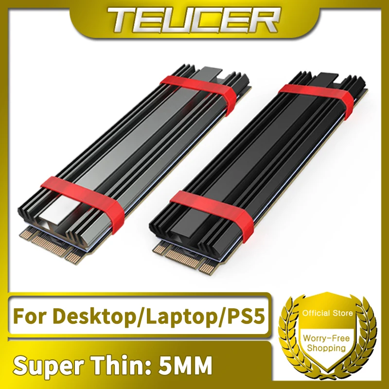 TEUCER M2-4 SSD Heatsink NVME 2280 Solid State Disk Drive Radiator Cooler Cooling Pad for Desktop PC M.2 NVME PS5 Heatsink