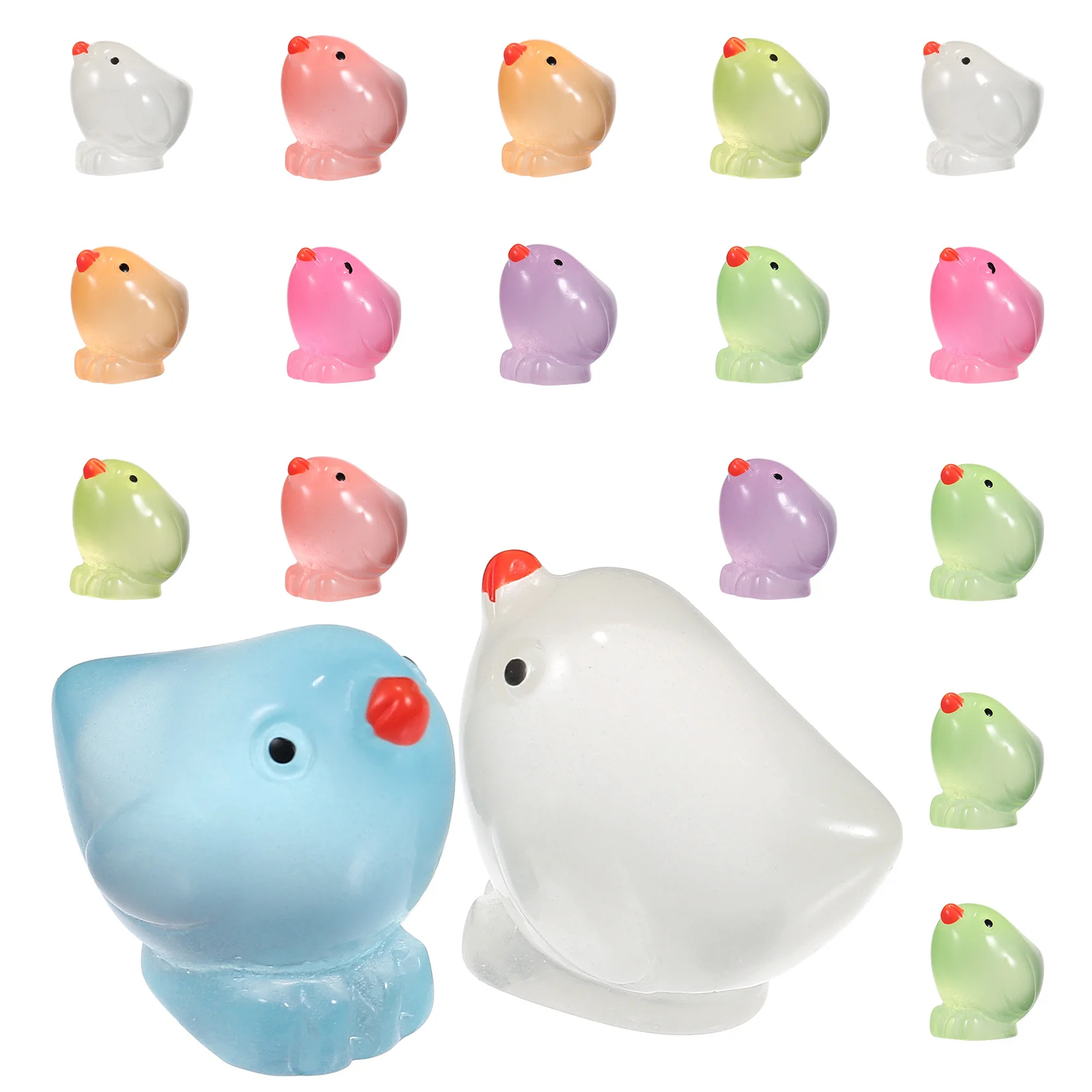 18Pcs Mini Resin Animals Small Chicks Glow-in-The-Dark Cute Decoration for Desk Home Ornament Mini Chickens Small Chicken