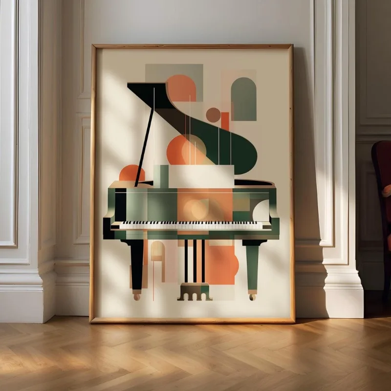 1PC Geometric Abstract Grand Piano Canvas Poster Wall Art,2D Print Wall Decor,Home Decor Gift For Living Room & Bedroom