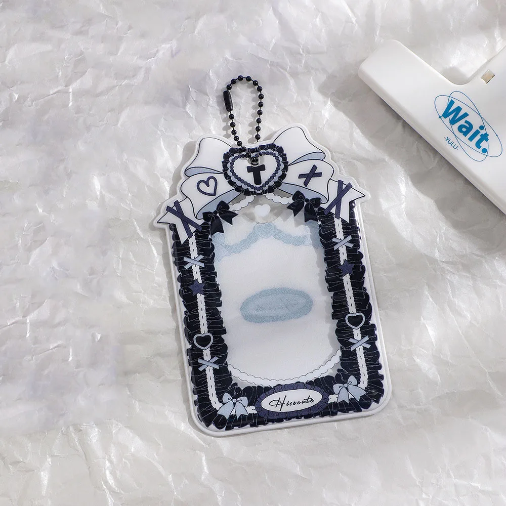 Heart INS Bow Card Photocards Protector Photo Frame Bag Pendant Keychain Key Ring Bowknot Idol Photo Sleeves Photo Pocket Girl