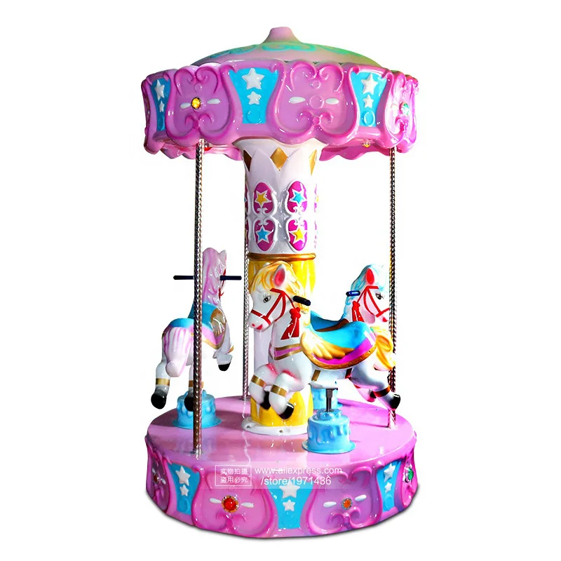 

Pink Carousel Horse With Music Hight Quality Kids Coin Operated Kiddie Ride Merry Go Round Arcade Game Machine For Supermarket