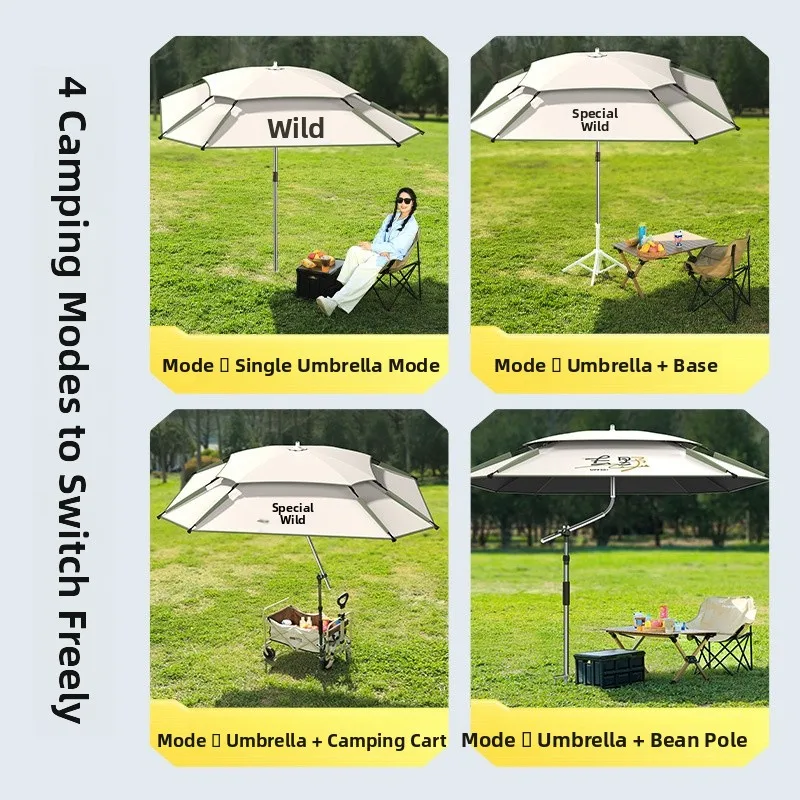 

Зонт для улицы, квадратный солнцезащитный зонт, большой зонт для улицы, дышащий, с двойным вращением, универсальное снаряжение для улицы