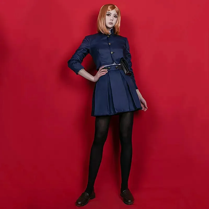 Jujutsu Kaisen Kugisaki Nobara Costume Cosplay Parrucca Tasca Tattoo Anime Halloween Uniforme da donna Set completo per donne e ragazze