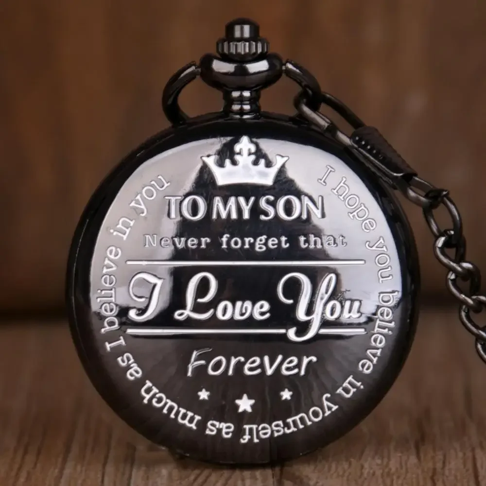 Creativity Souvenir LetteriCreativity  Black TO MY SON Pocket Watch I LOVE YOU Quartz Pocket Watch Best Gifts For Son CF1273