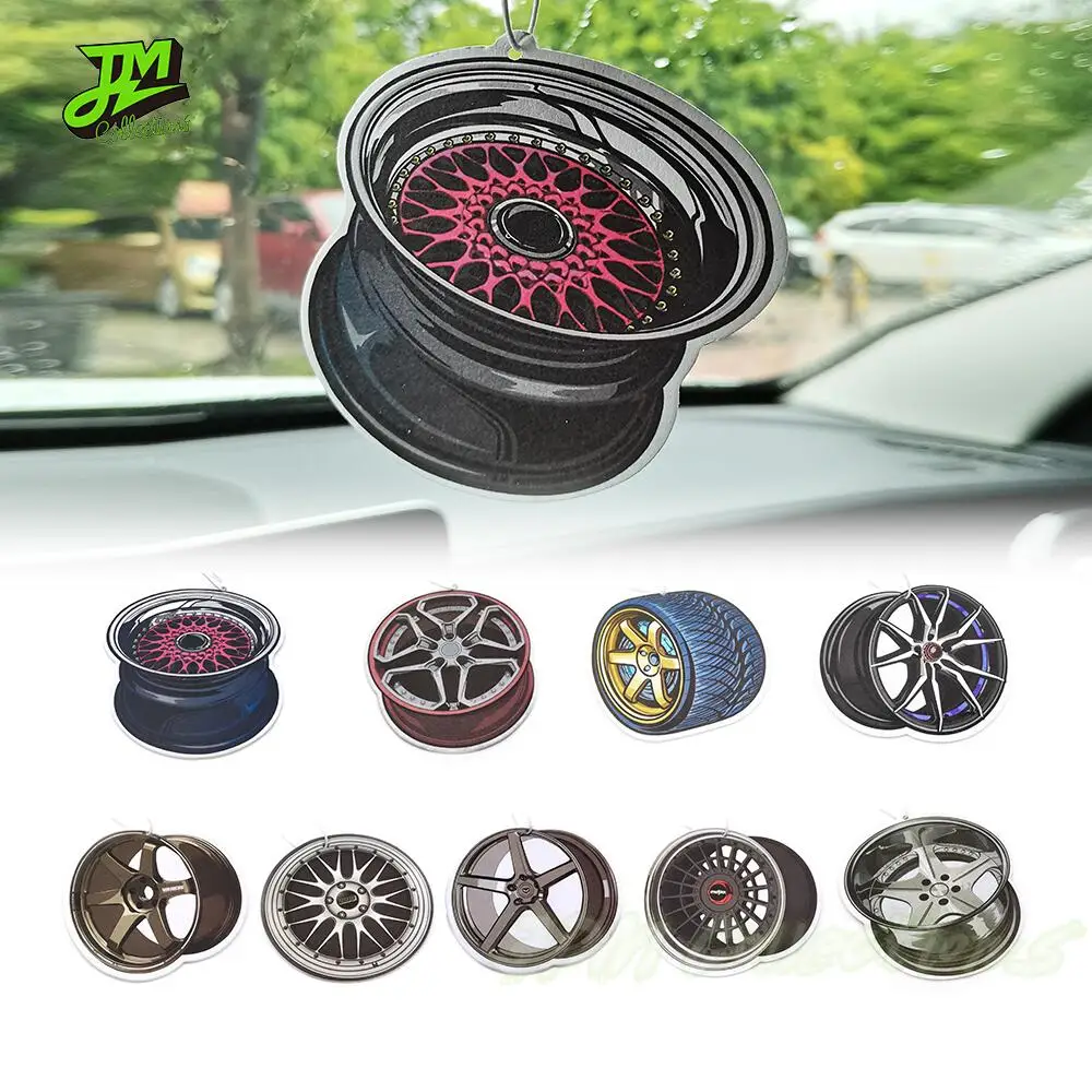 New Style Wheel Rim Air Freshener Hanging For Car Rear View Mirror Perfume Pendant JDM Solid Paper For BBS Auto Parts Wheel Hub