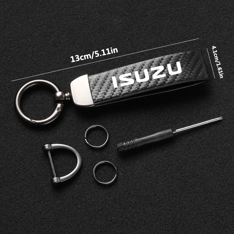 Car Carbon Fiber Style Keychain Microfiber Leather Key Chain For