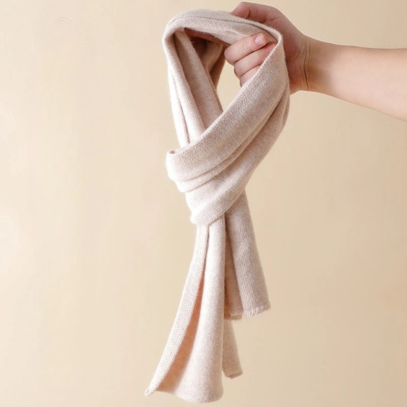 

Сплошной цвет теплые шарфы для женщин 150 см * 25 см маленький удобный вязаный шарф осень-зима